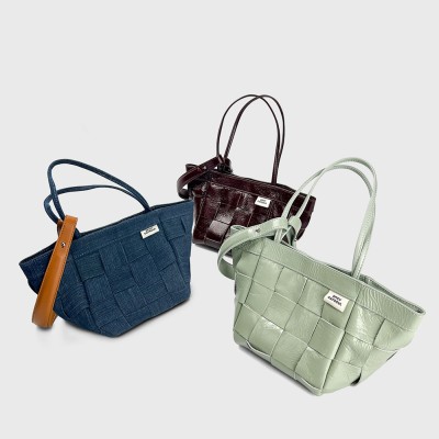 Bucket bag, chain, diamond grid bag, leather one shoulder crossbody bag